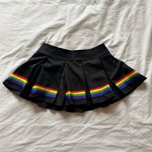 Club Exx Black Pleated Mini Skirt with rainbow stripes